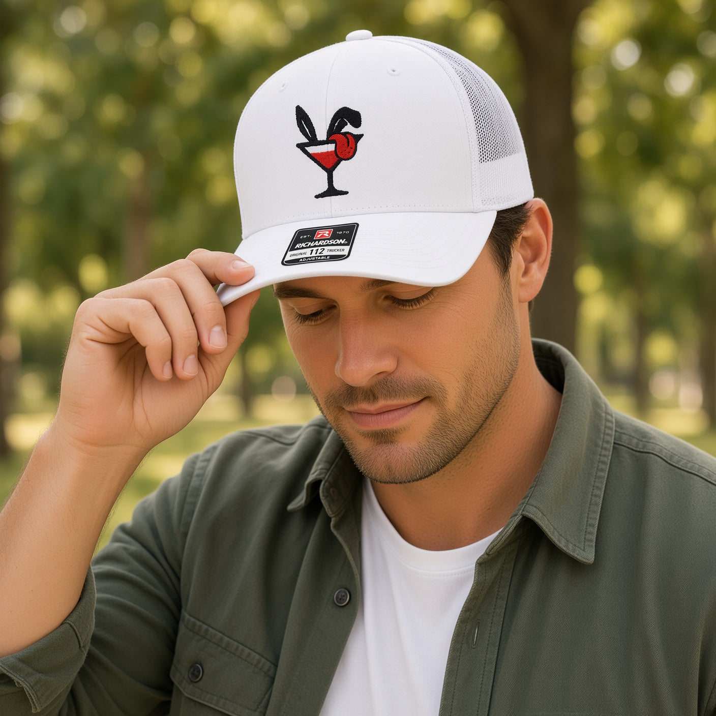 Hare of the Dog Trucker Hat, White on White