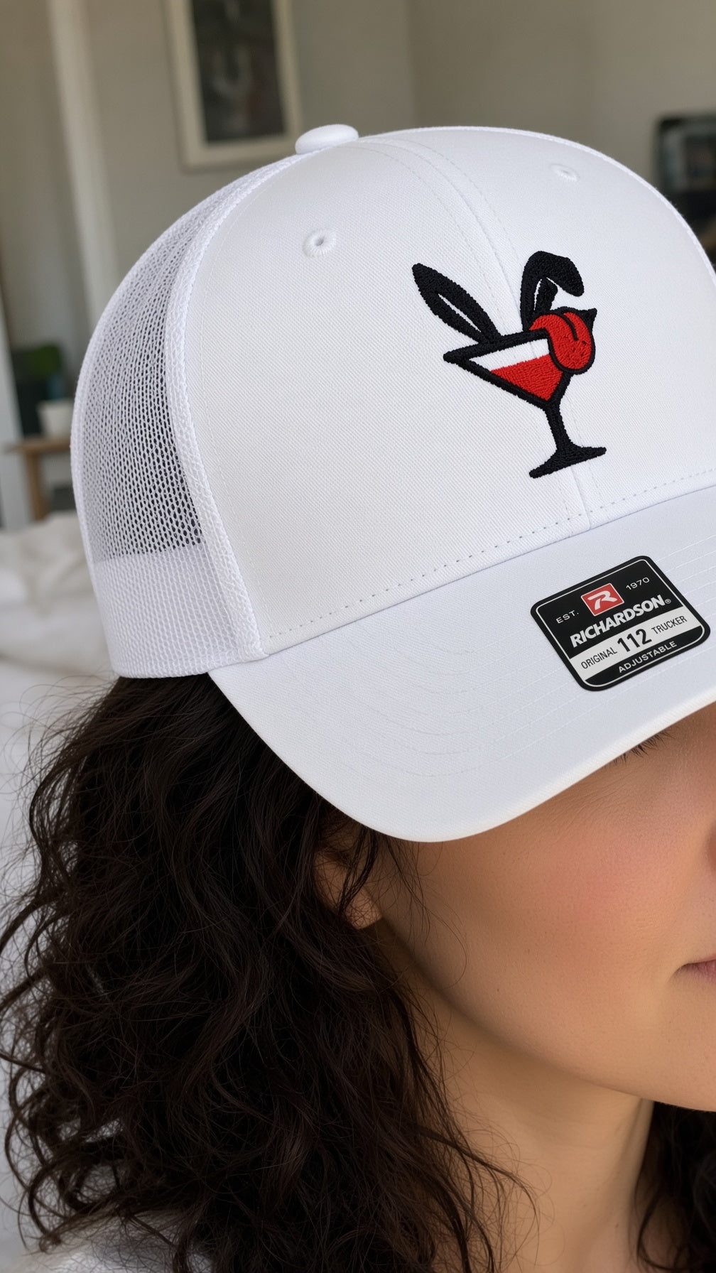 Hare of the Dog Trucker Hat, White on White